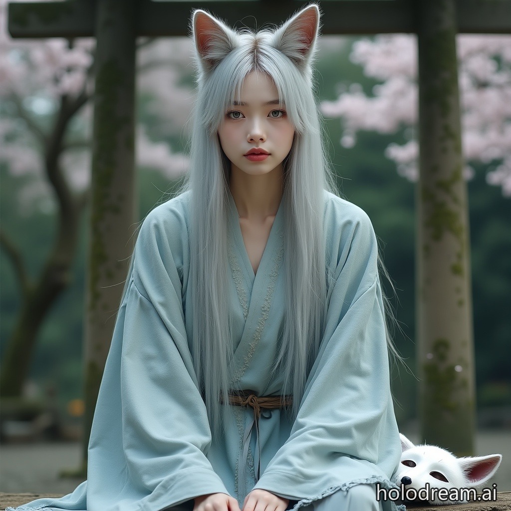 The Fox Girl at the Shrine